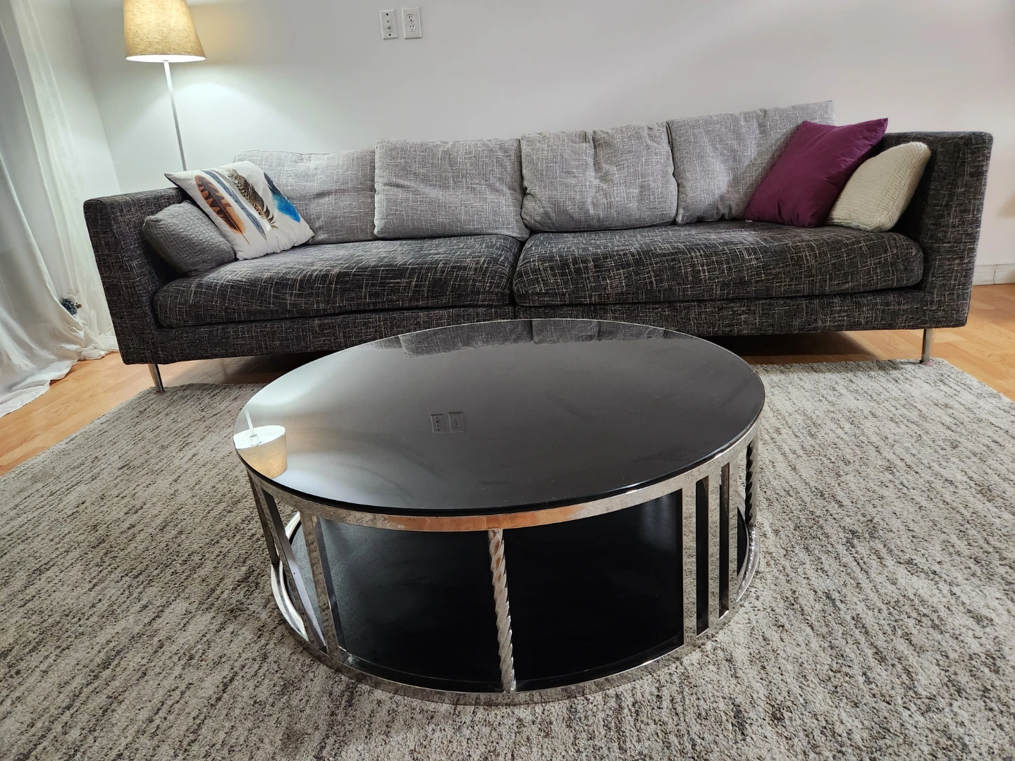 a stylish sofa table
