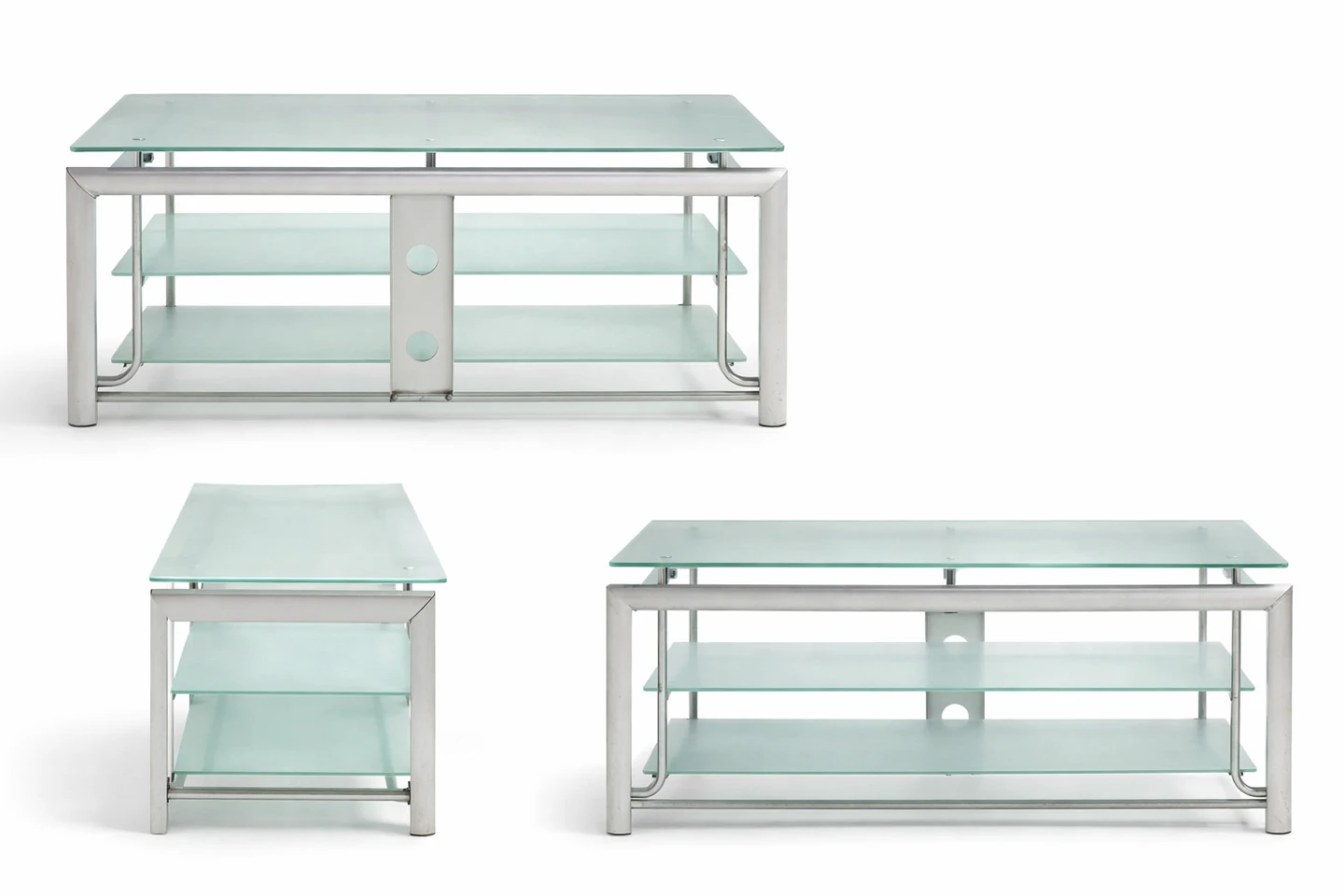 Glass and Metal TV Stand with 3 Shelves