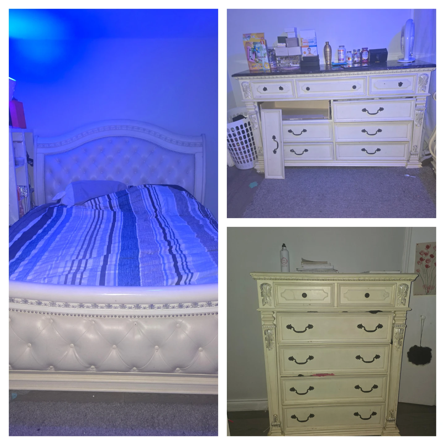 Cream French Style Dresser with 8 Drawers