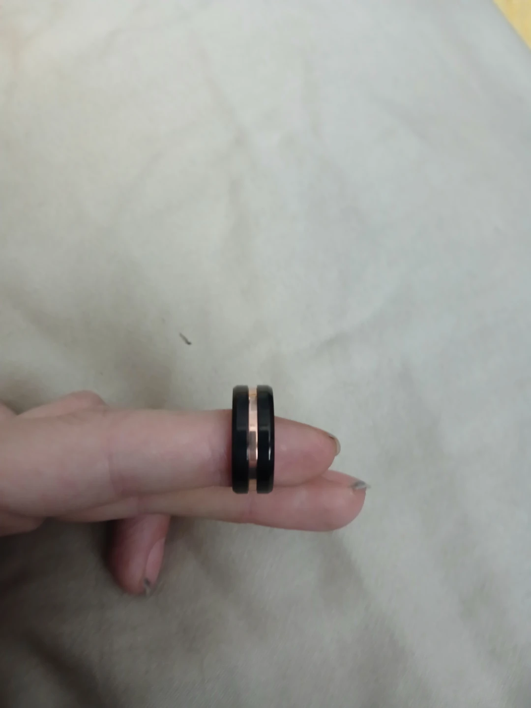 304 Stainless Steel Matt Black And Rose Gold Coloured Ring