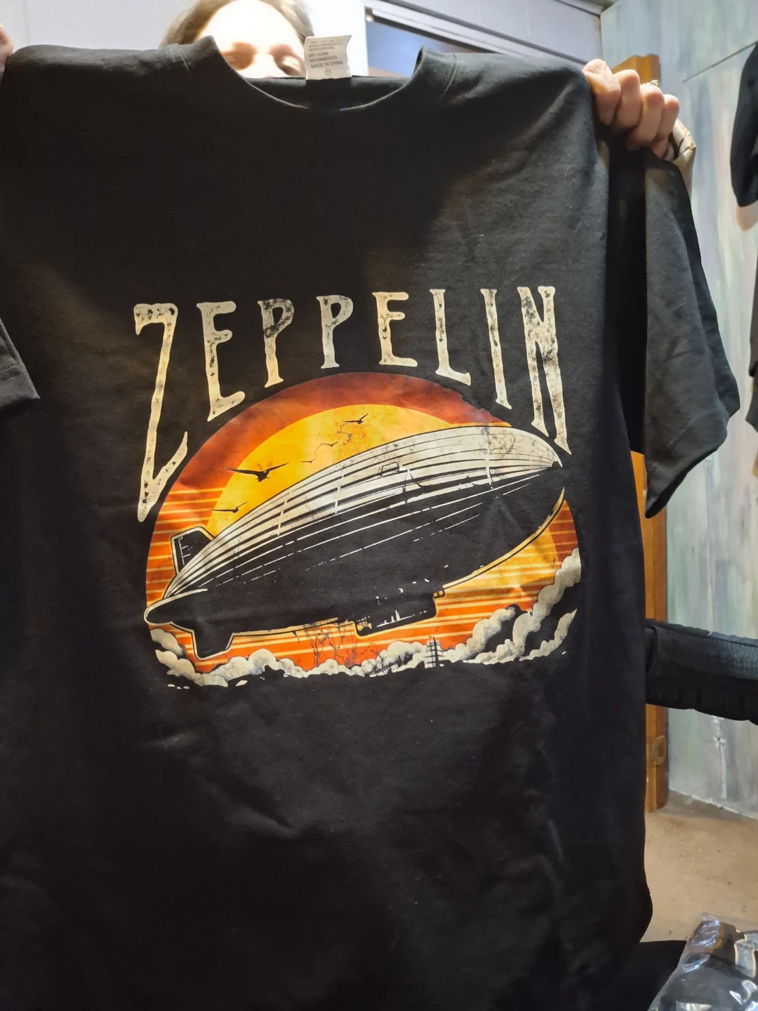 Black T-Shirt with Zeppelin Graphic