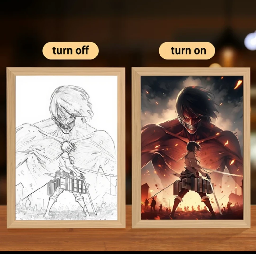 Attack on Titan LED Frame - Mikasa vs Eren