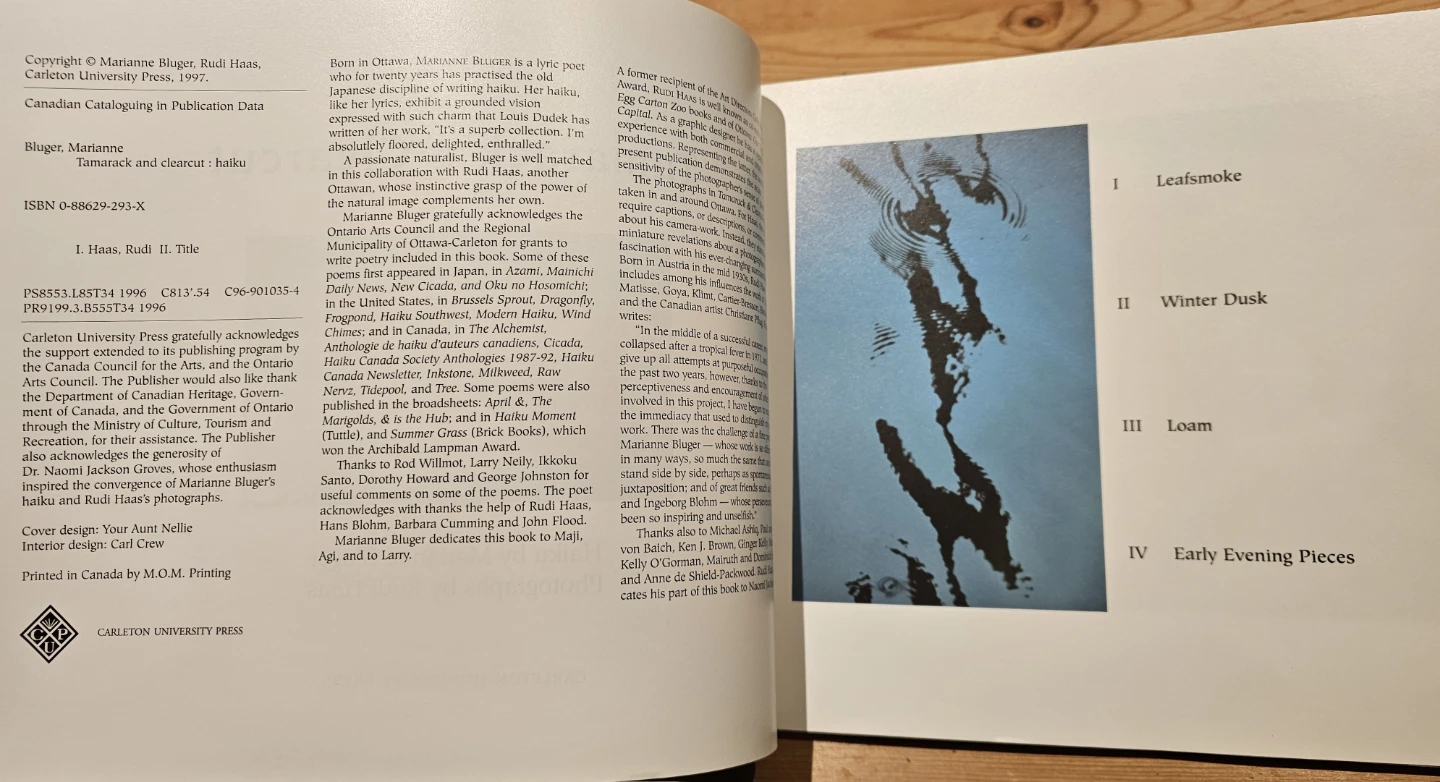 Tamarack & Clearcut Haiku Book by Marianne Bluger and Rudi Haas - photo 3