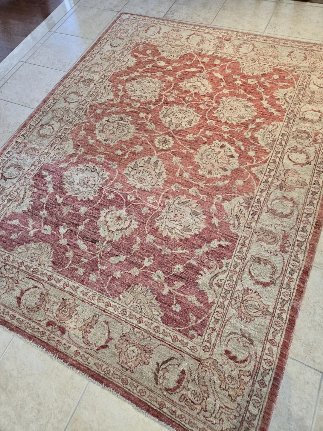 Persian Style Hand- made Area Rug - Red and Beige
