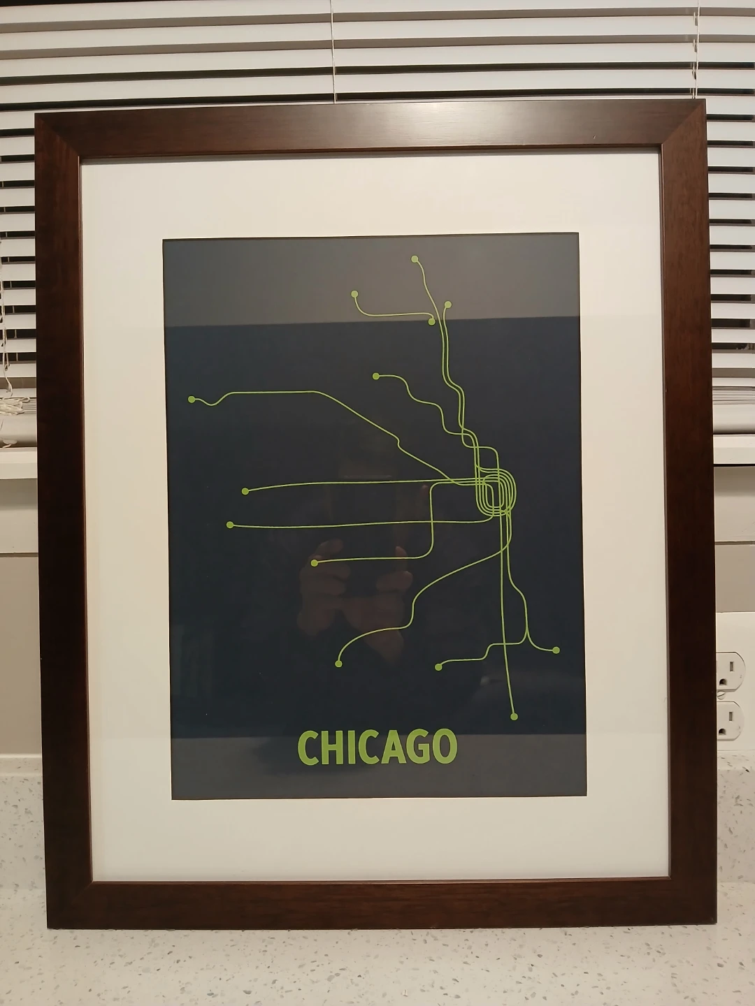 Chicago Subway transit "L" Map Wall Art Print brown frame