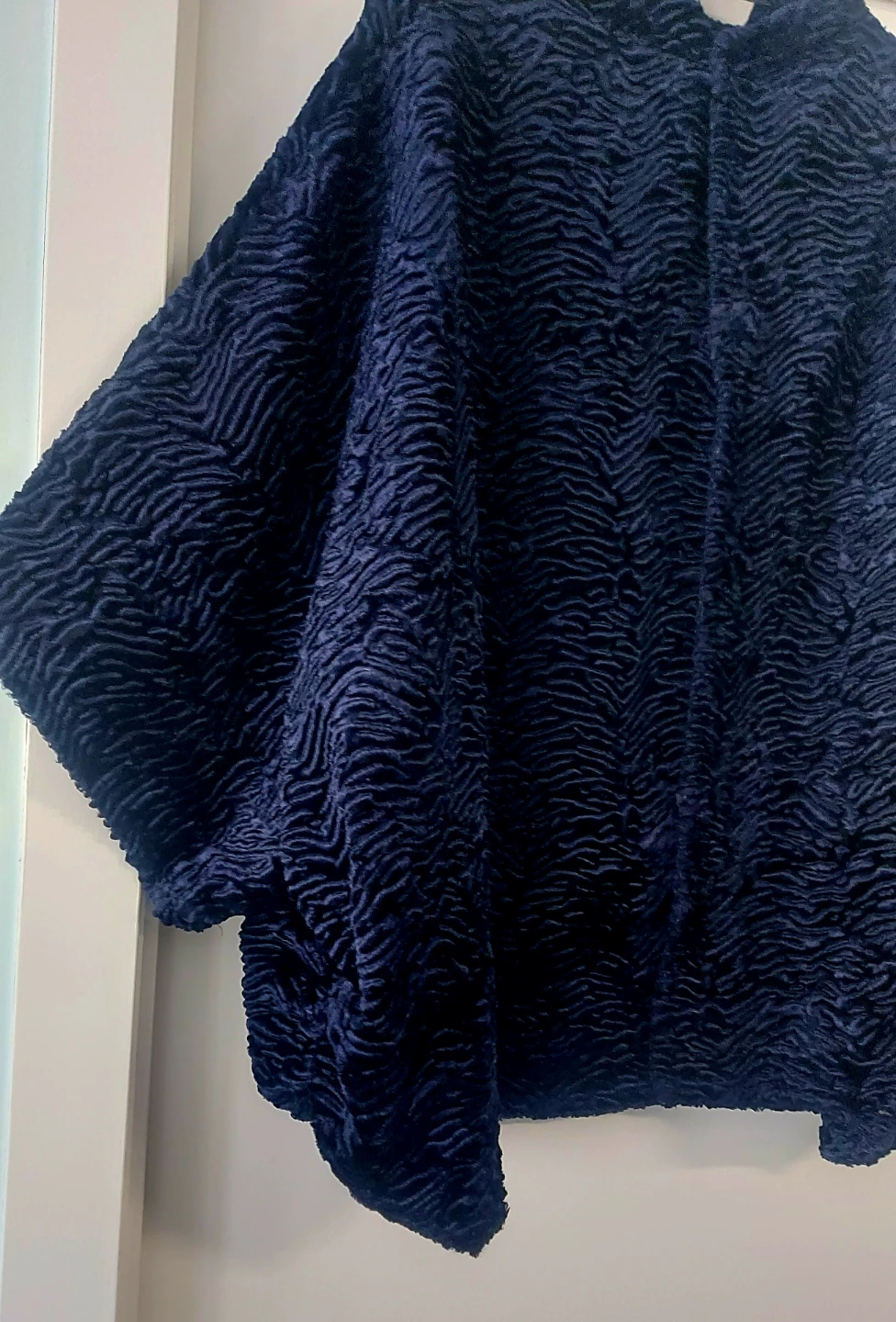 Navy Blue Textured Jacket Poncho - photo 3