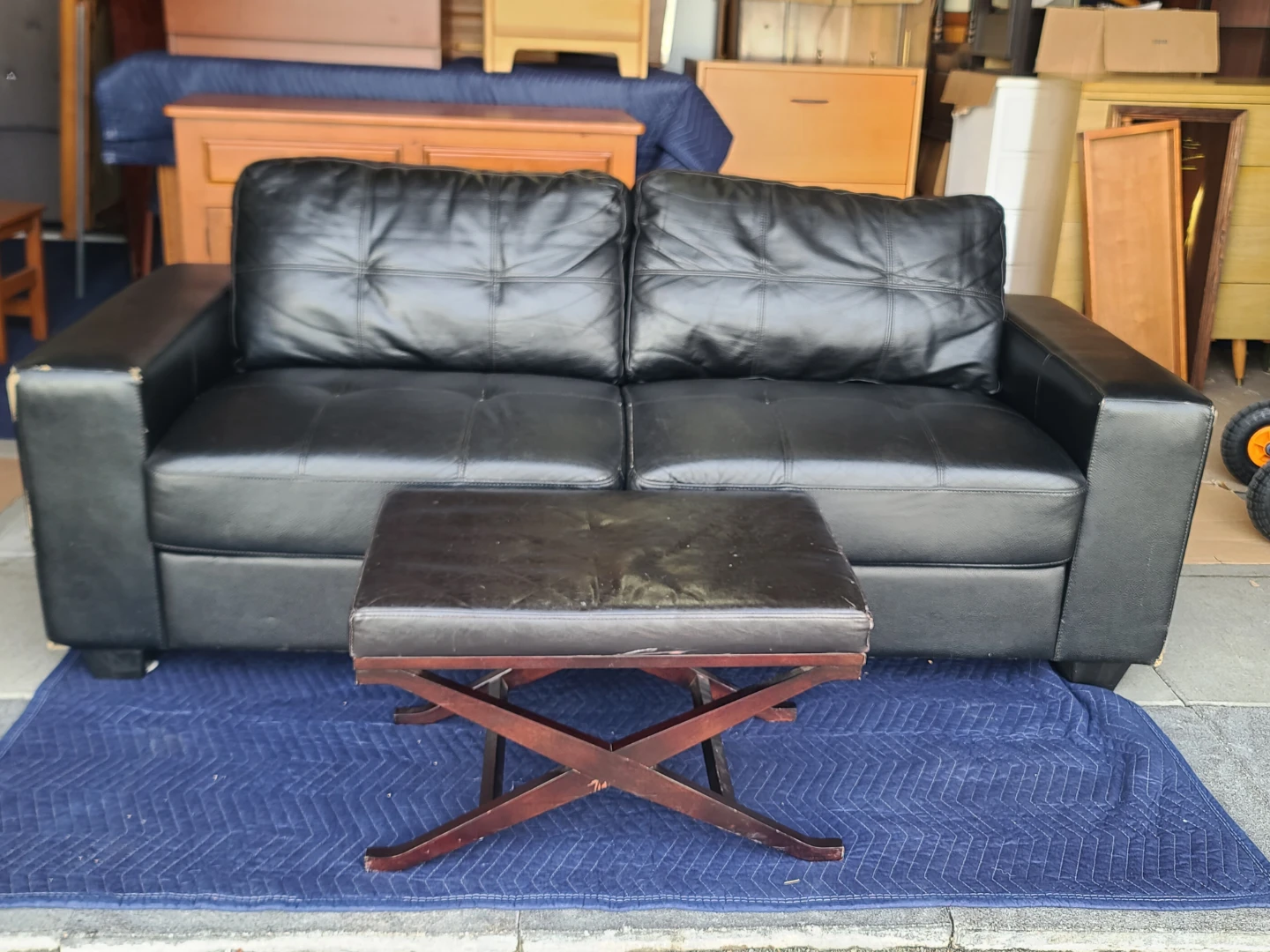 Black Faux Leather Loveseat - photo 2