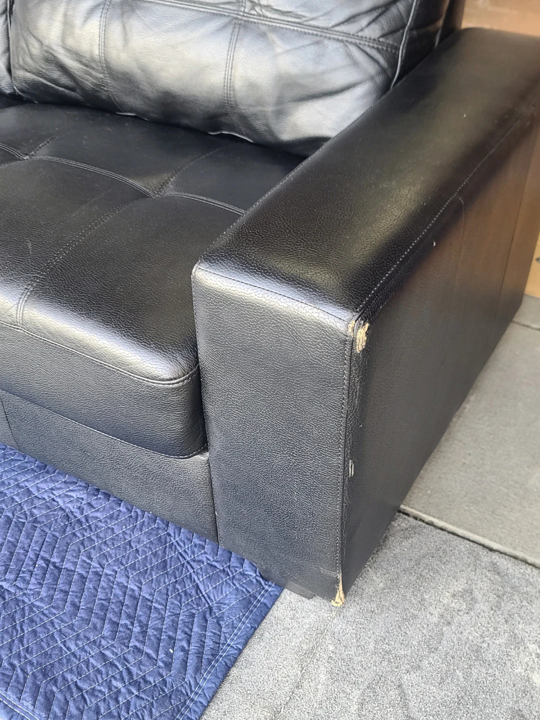 Black Faux Leather Loveseat - photo 4