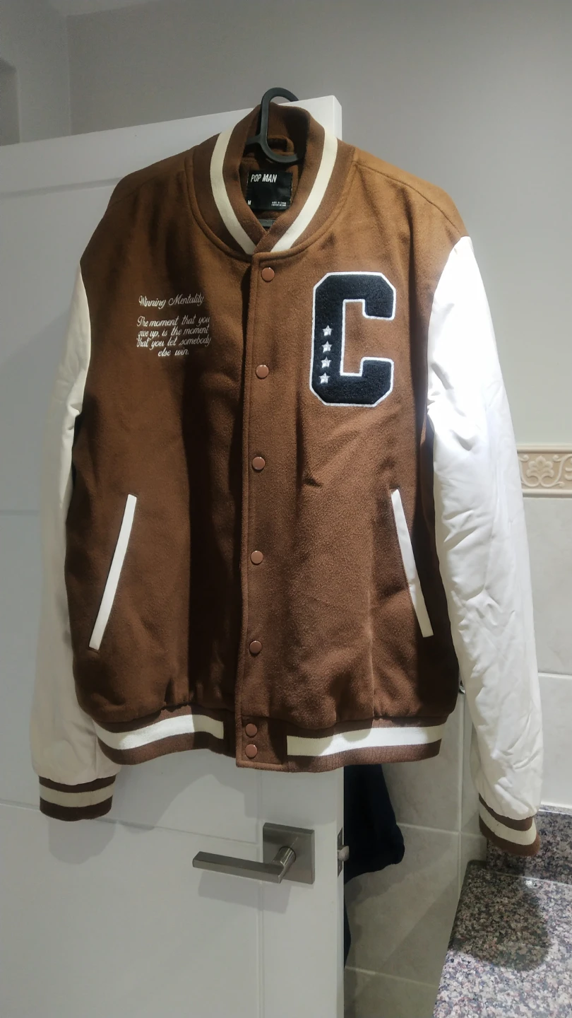 Pop Man Varsity Jacket - Brown & White 🥕
