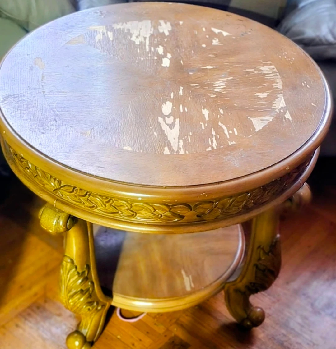 🥕Round Wooden Side Table with Ornate Carvings