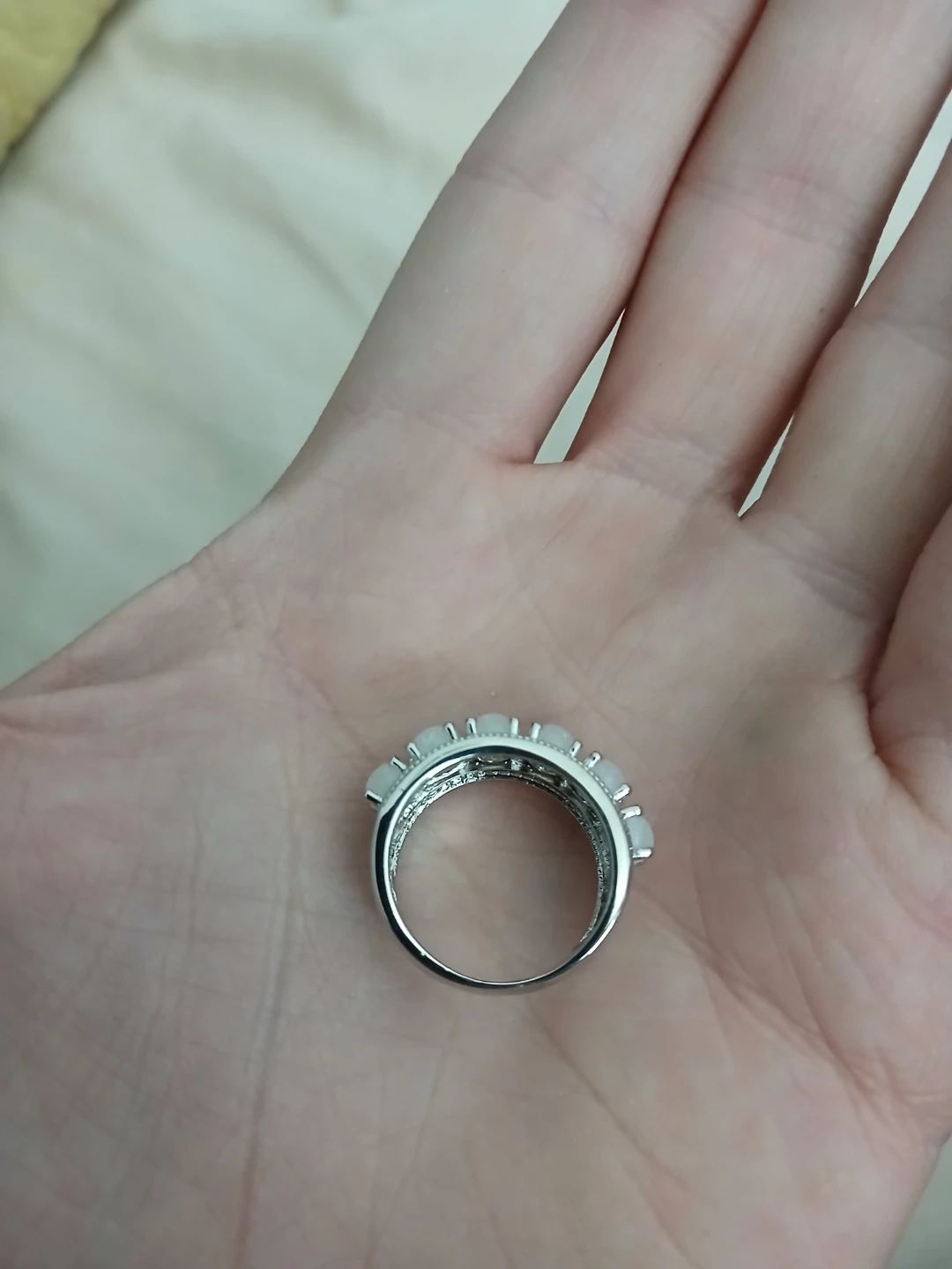 925 Silver And Lab Grown White Fire Opal Ring - photo 4