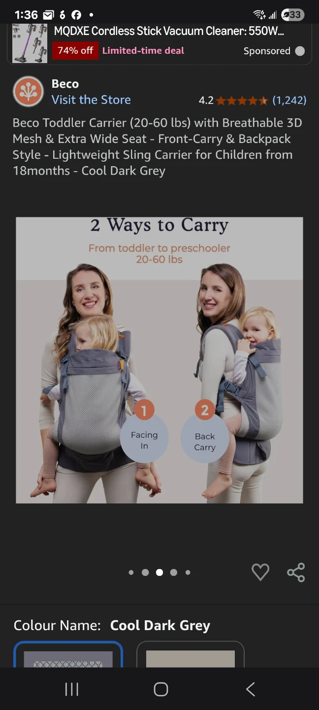 Beco Toddler Carrier: Extra Wide Seat "🏆" like new - photo 3
