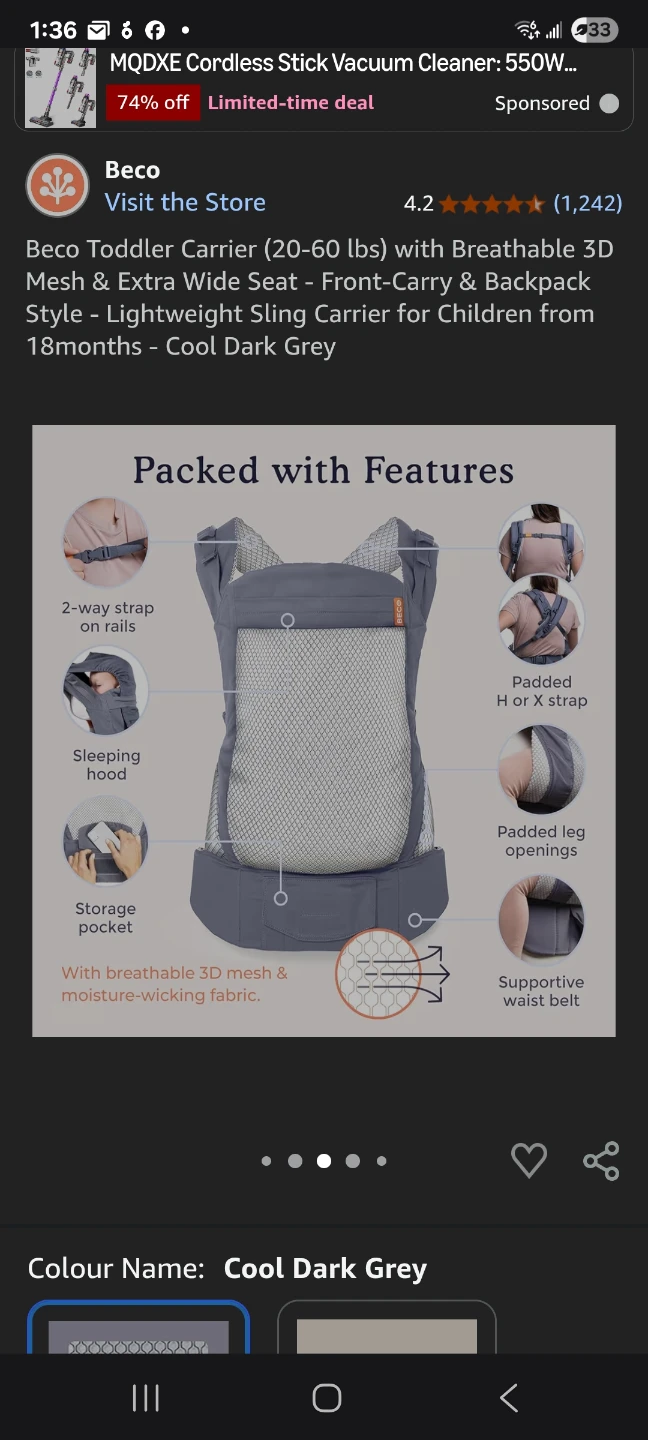 Beco Toddler Carrier: Extra Wide Seat "🏆" like new - photo 4