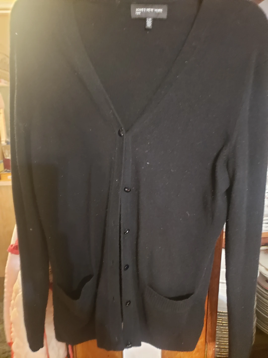 Jones New York Luxe Black Pure 2 Ply Cashmere Cardigan L/G - photo 2