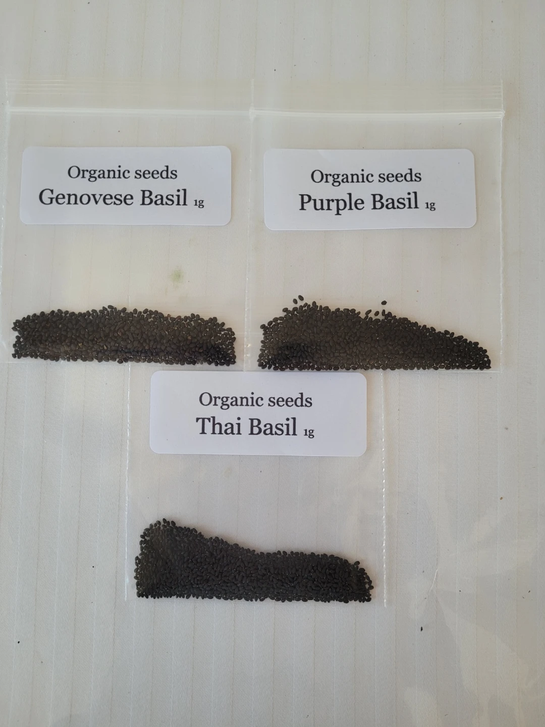 Organic Basil Seeds - Thai, Purple, Genovese - 3g Each