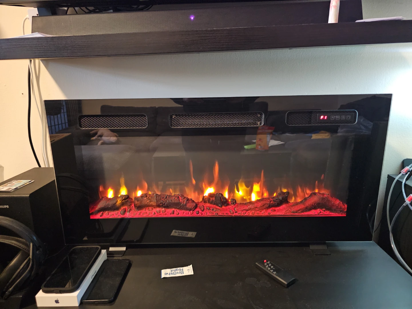 Black Electric Fireplace with Remote Control - photo 5