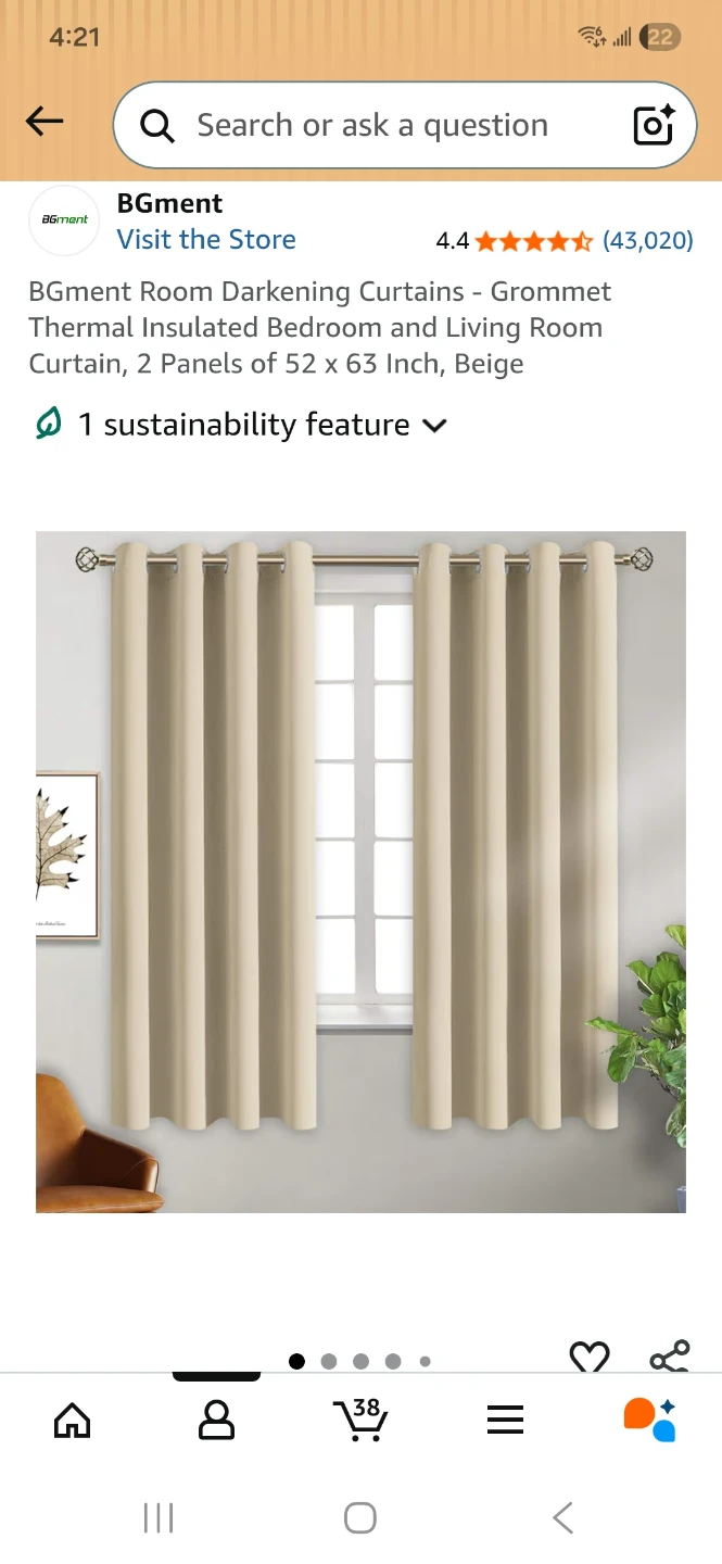BGment Room Darkening Curtains - Blue