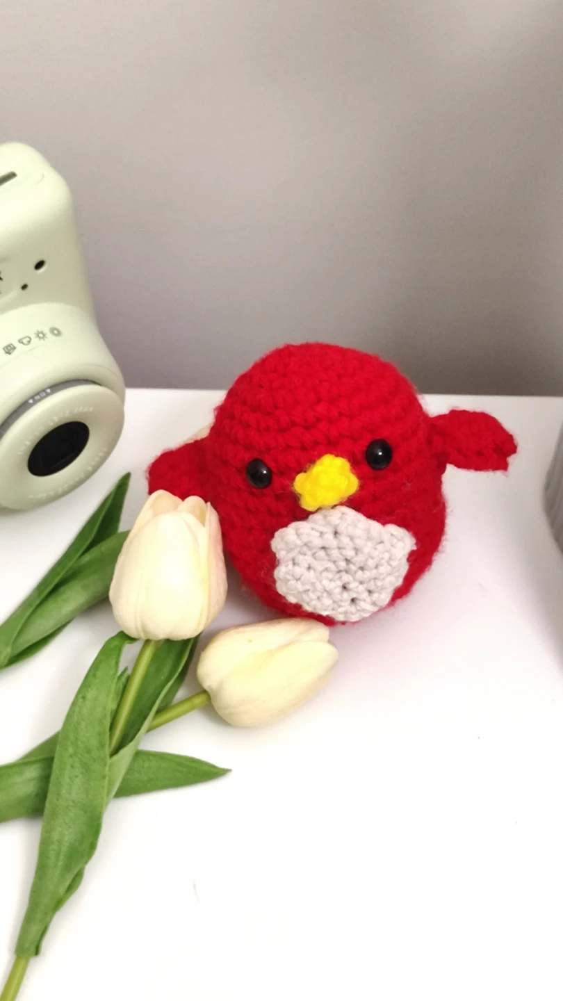 Handmade Red Crochet Bird Plushie