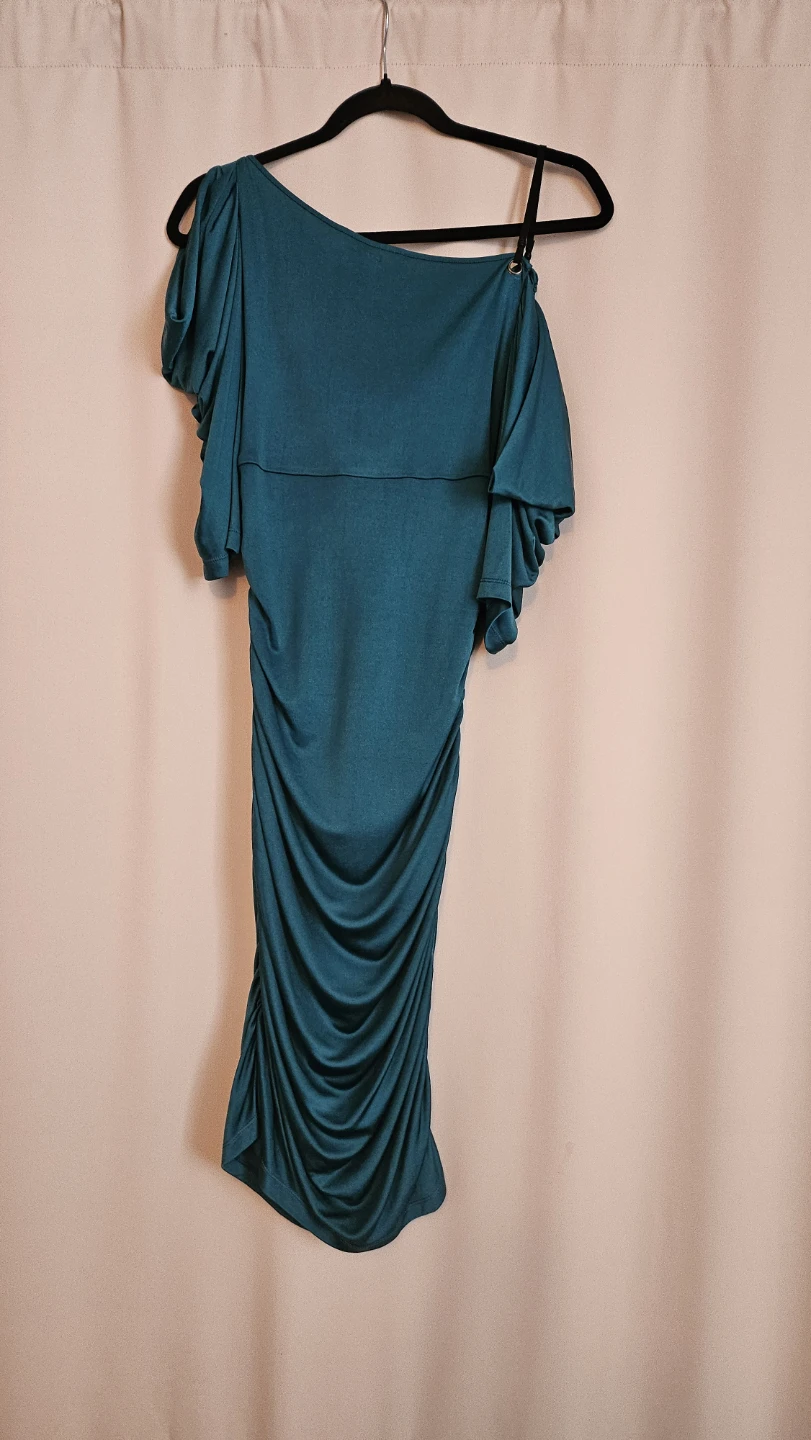 Catherine Malandrino Teal Ruched One-Shoulder Dress Size M - photo 2