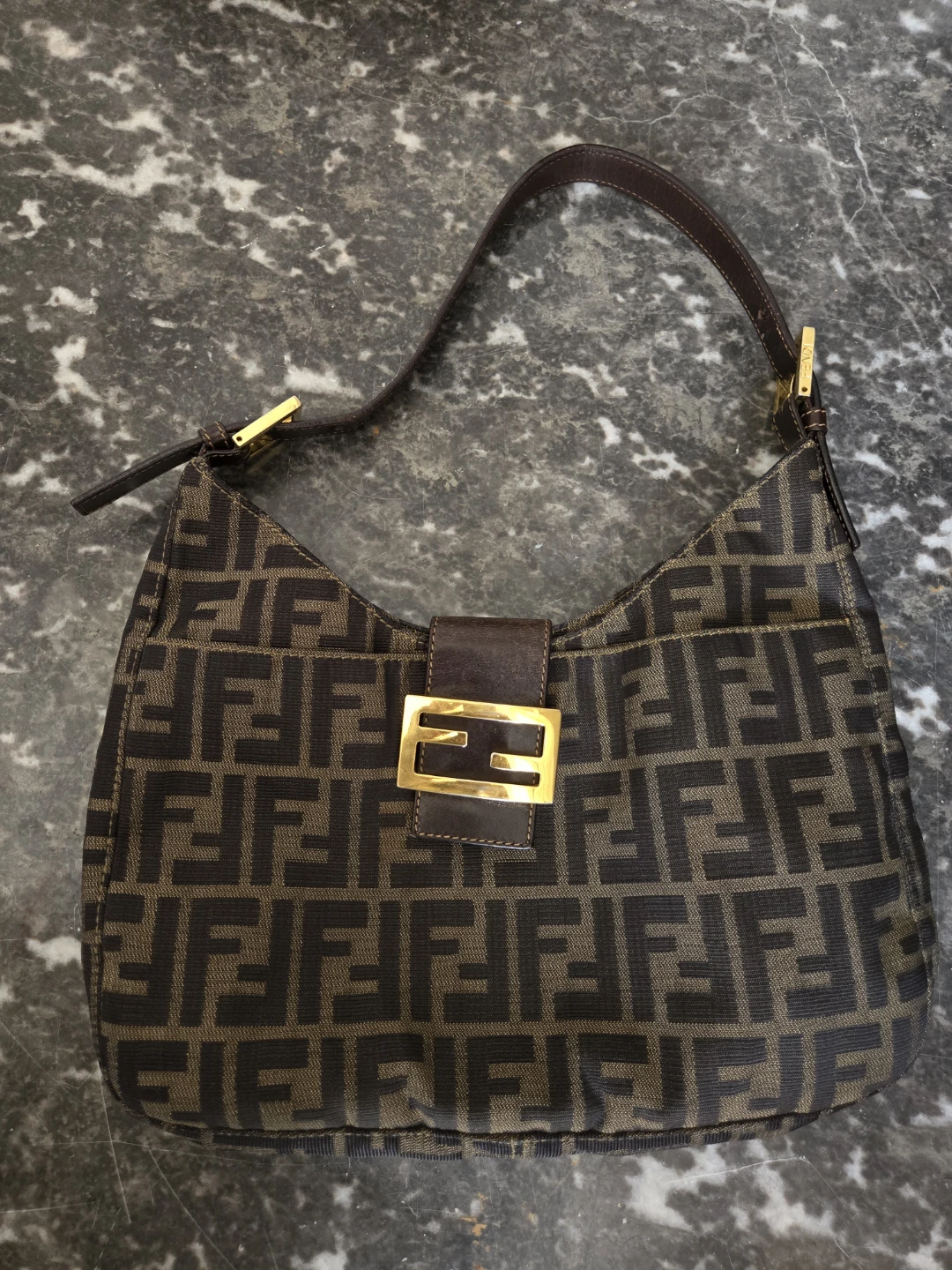 Fendi Zucca Canvas Shoulder Bag