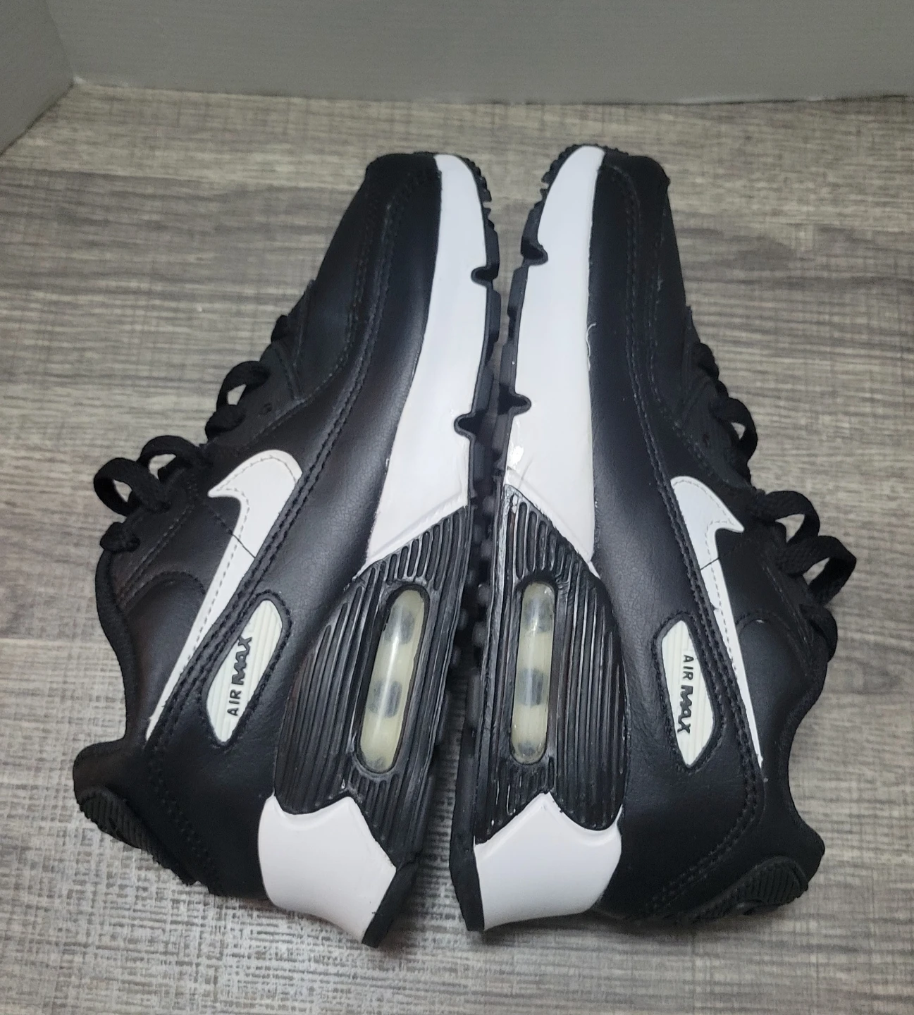 Nike Air Max 90 Black White Shoes Size 2Y - photo 4