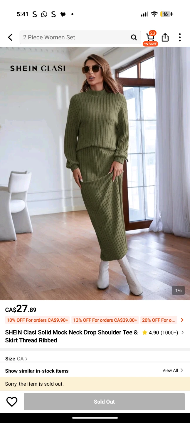 Solid Mock Neck Drop Shoulder Tee & Skirt Ribbed Set - photo 3