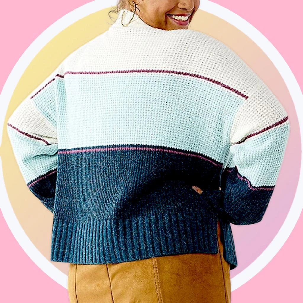 New XXL Mockneck Boxy Color Block Sweater 🏆 - photo 2