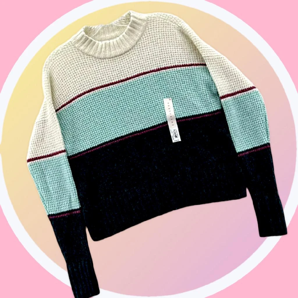 New XXL Mockneck Boxy Color Block Sweater 🏆 - photo 3