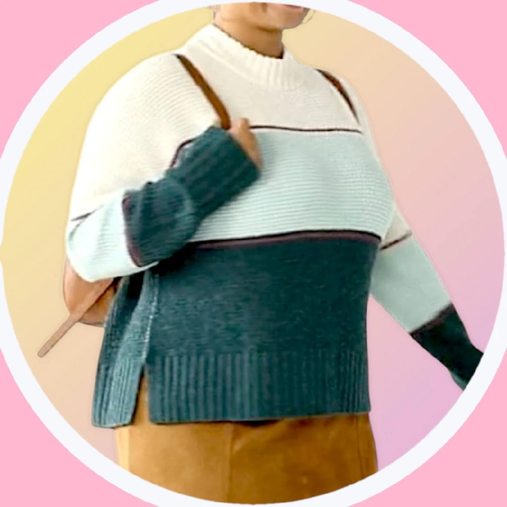 New XXL Mockneck Boxy Color Block Sweater 🏆 - photo 4