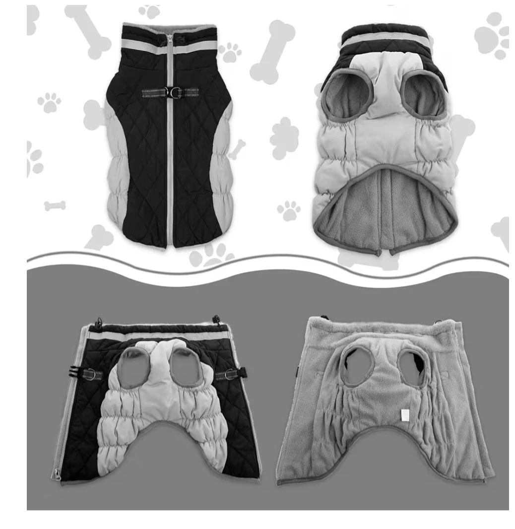 Puffer Dog Winter Jacket Vest - Black/Grey - photo 4