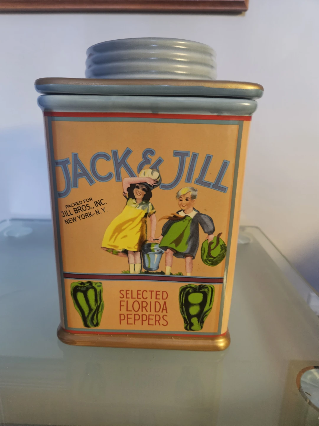 Sakura Jack & Jill Vintage Labels Ceramic Canister