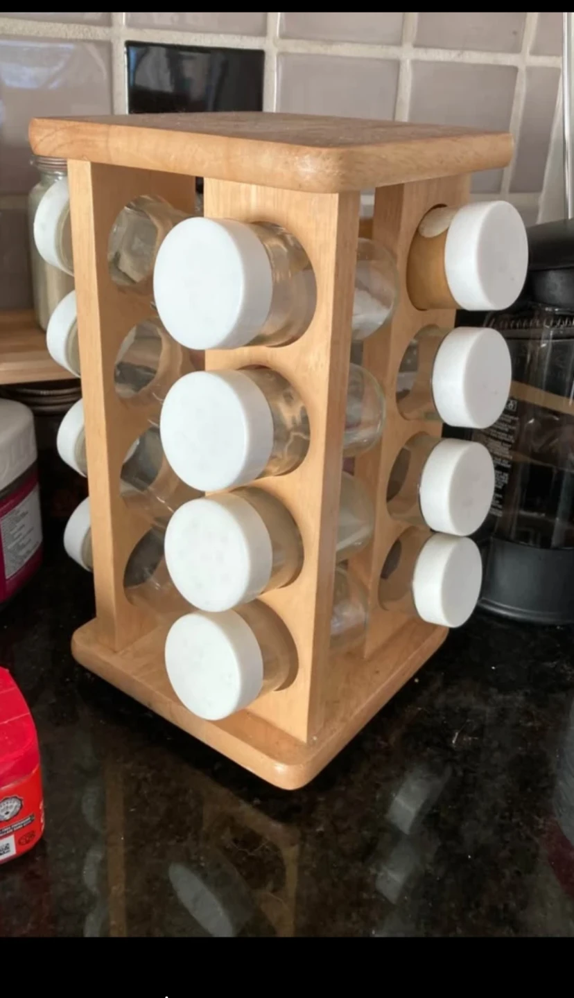 Rotating Wooden Spice Rack with 12 Jars🧡