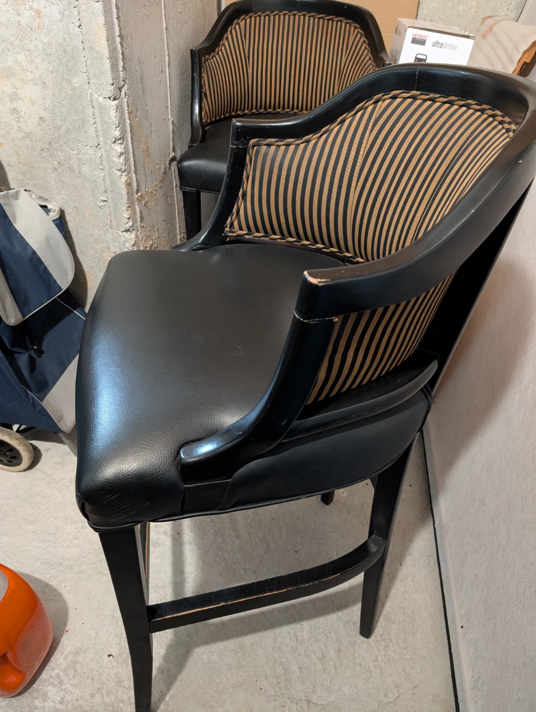 Black Bar Stool with Striped Back - photo 2