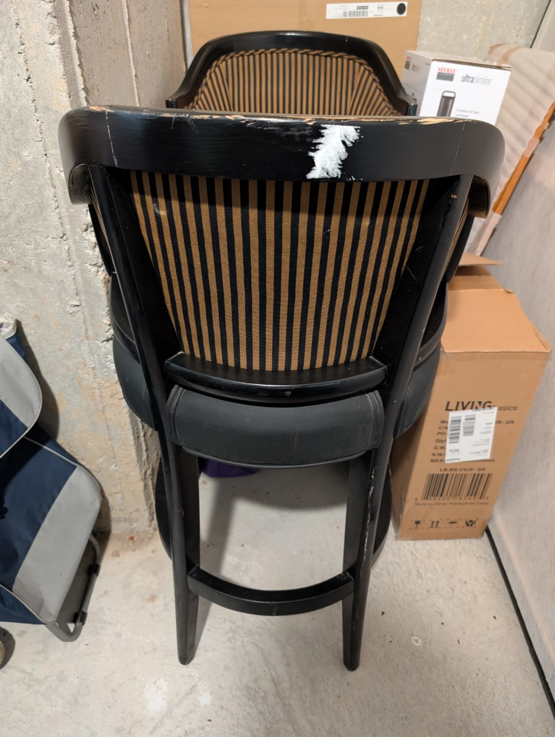 Black Bar Stool with Striped Back - photo 3