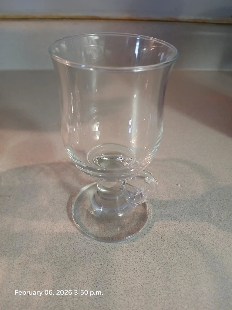 🏆Set of 4 Clear Glass Footed Mugs with Handles - photo 2
