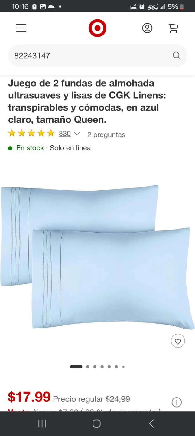 CGK Linens Queen Pillowcases - Light Blue