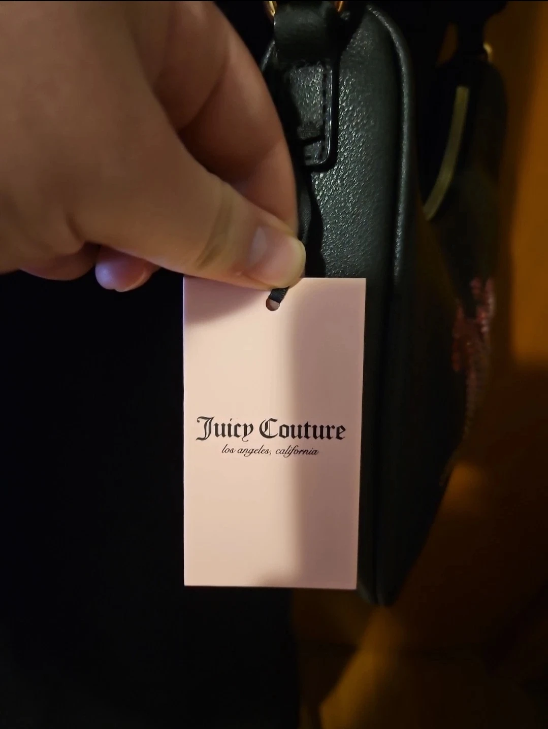 Juicy Couture Black Shoulder Bag with Rhinestone Logo - photo 2
