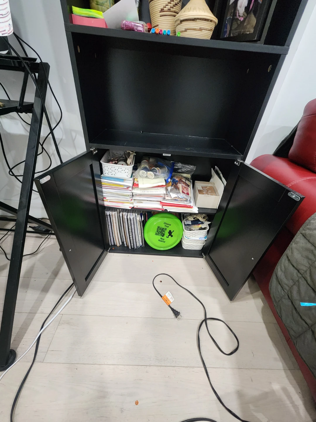Black Multi-Shelf Bookcase with Cabinet - photo 2