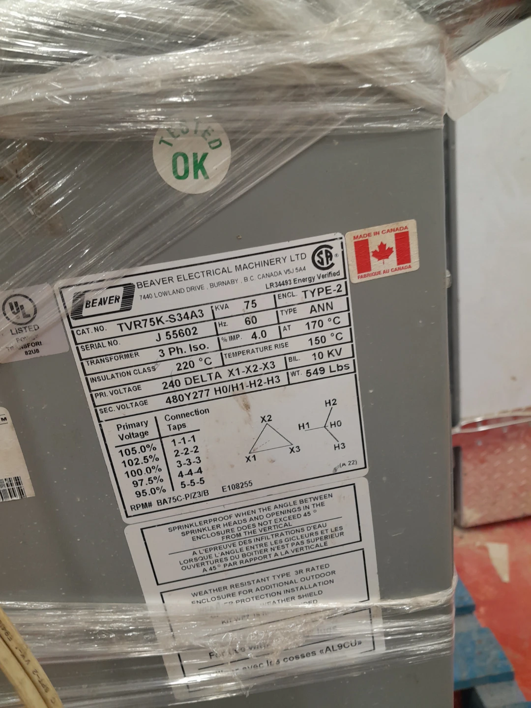 Beaver Electrical Machinery Type 2 Transformer