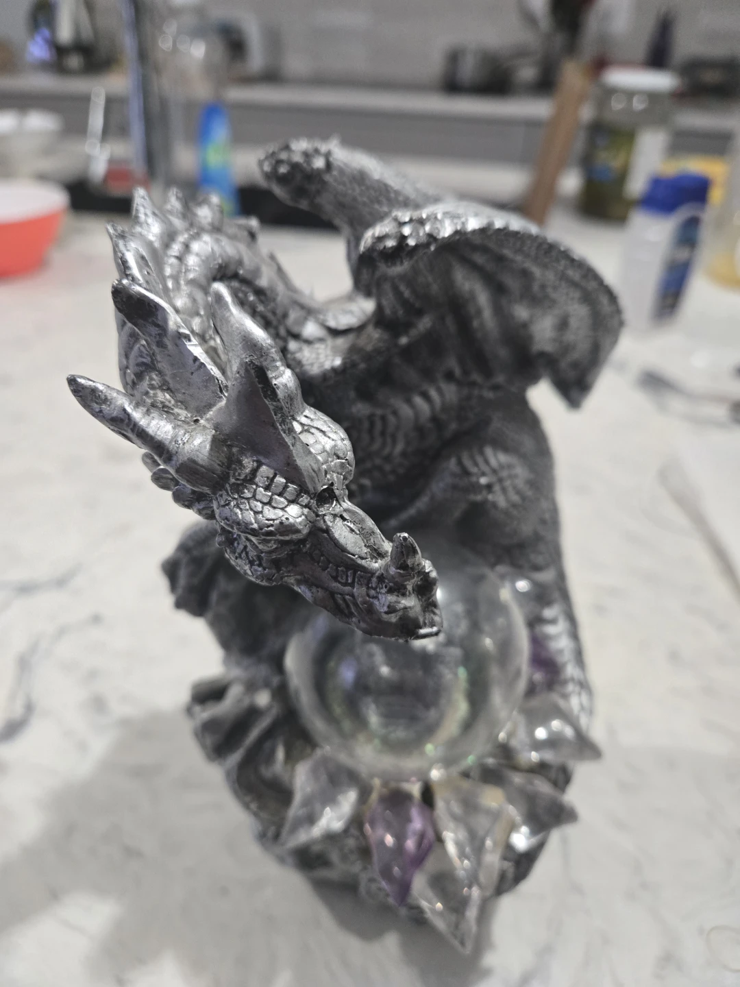 Dragon with Crystal Ball Figurine