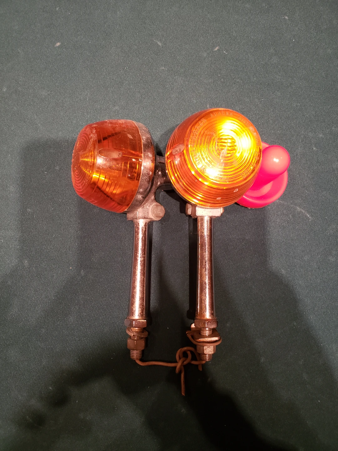 Pair of Vintage Motorcycle Turn Signals Amber