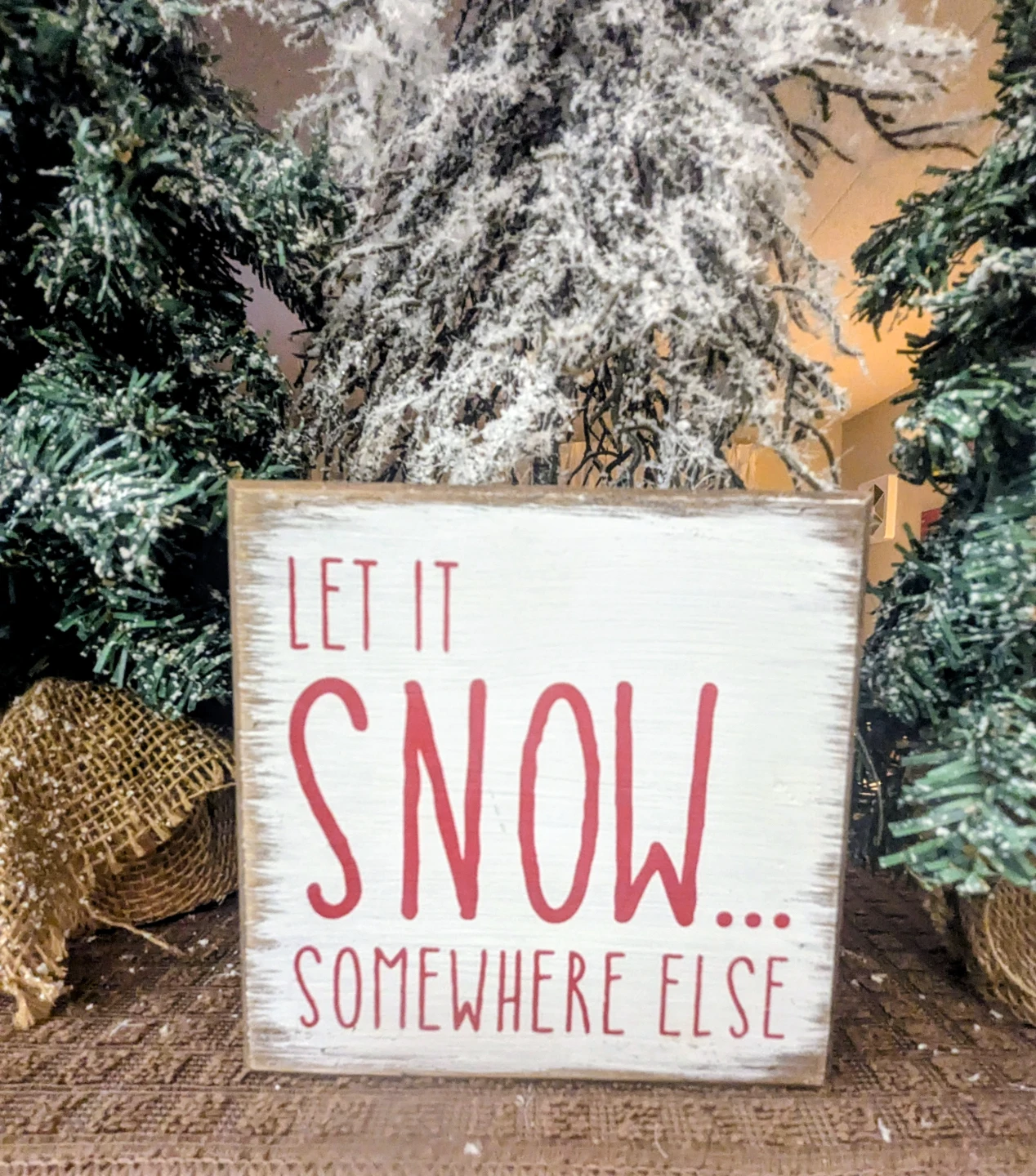 Set of 3 Winter Snow Trees 🧡 Decor 24"18"12" Let It Snow...sign - photo 5