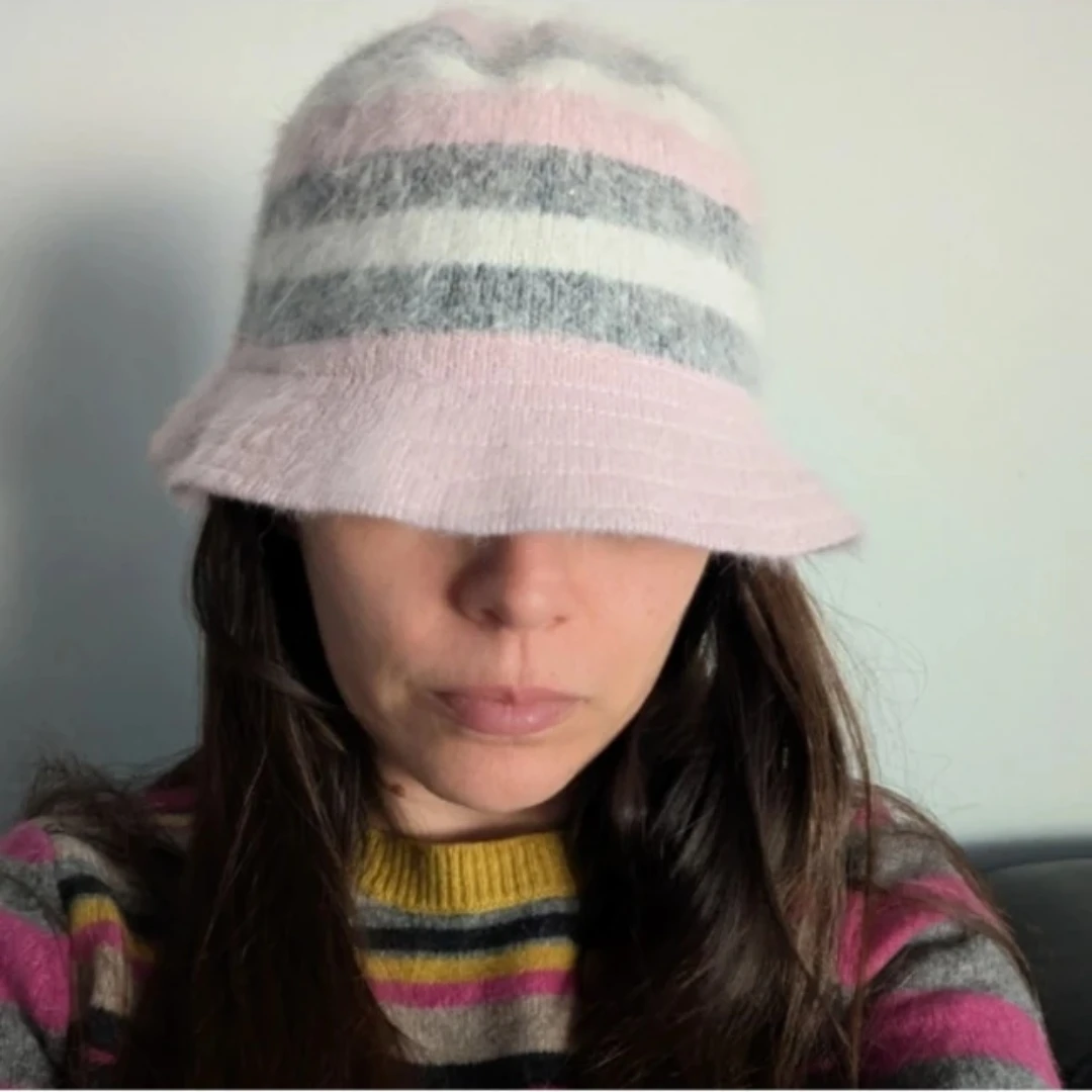 Striped Angora Bucket Hat