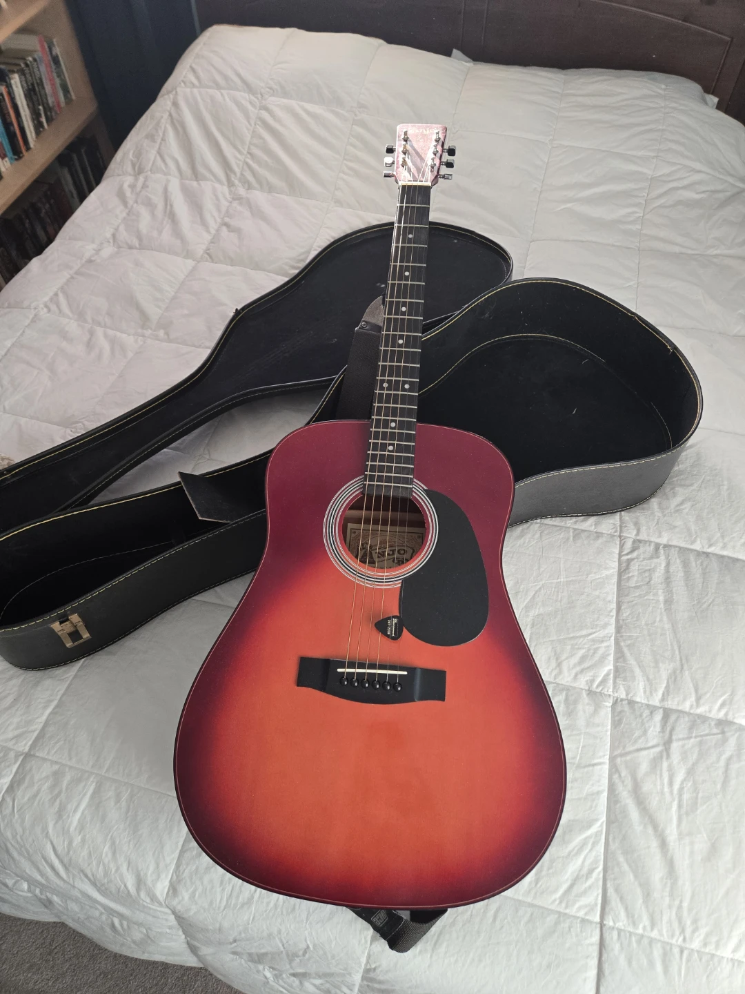 Acoustic Guitar with Hard Case (Anjo brand, model W72)
