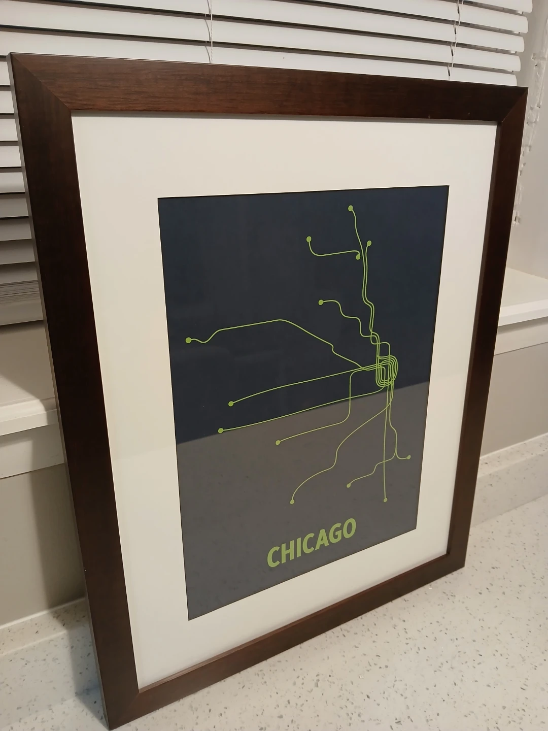 Chicago Subway transit "L" Map Wall Art Print brown frame - photo 3