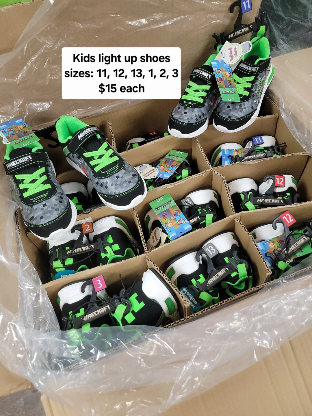 Kids Minecraft Light-Up Shoes - Multiple Sizes Available