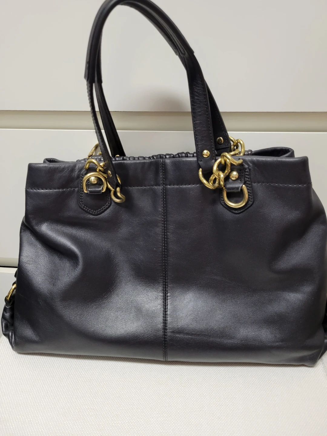 Coach Vintage Ashley Black Pleated Leather Chain Shoulder Bag - photo 4