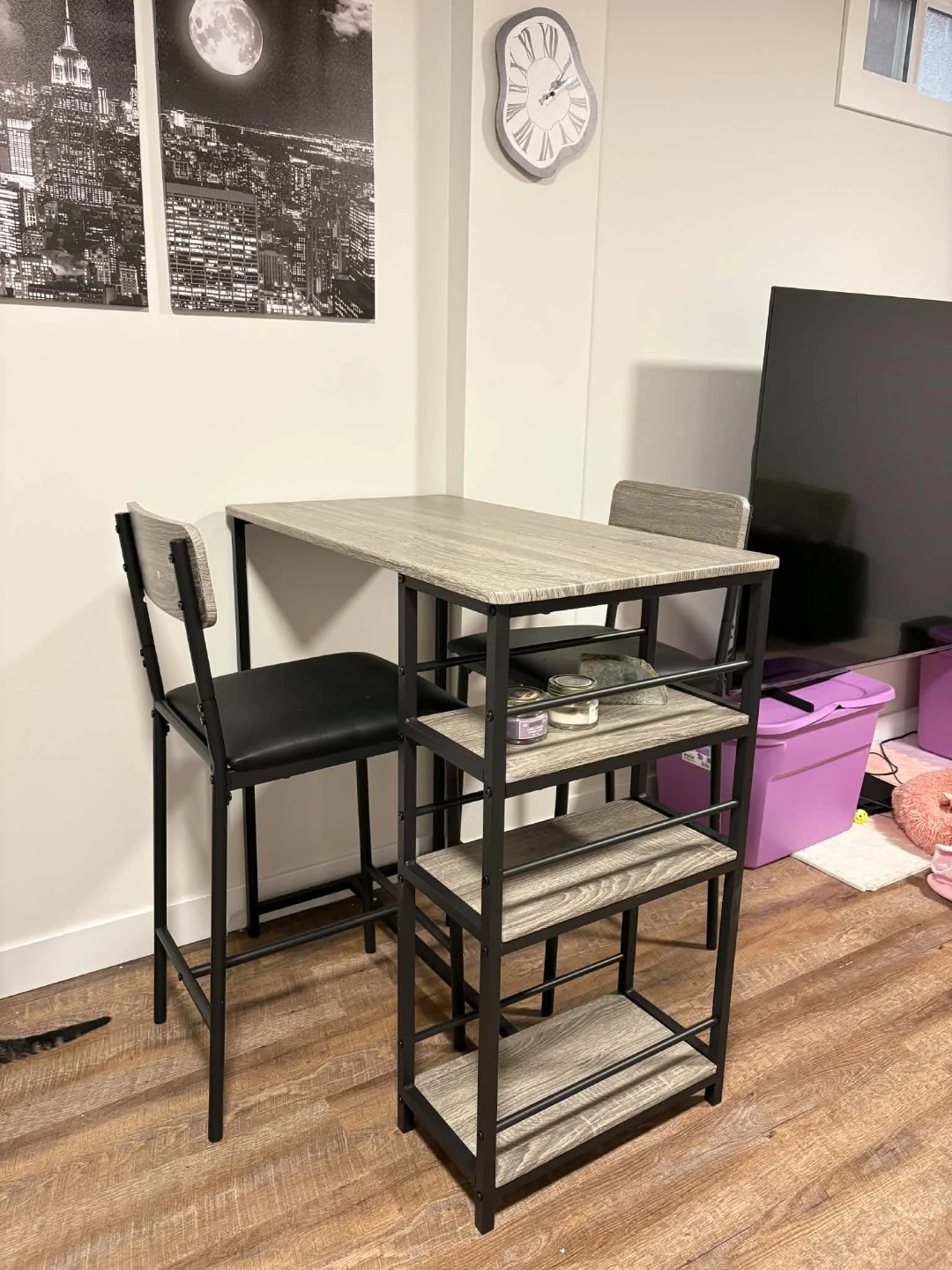 Bar Height Table Set with 2 Stools - photo 2