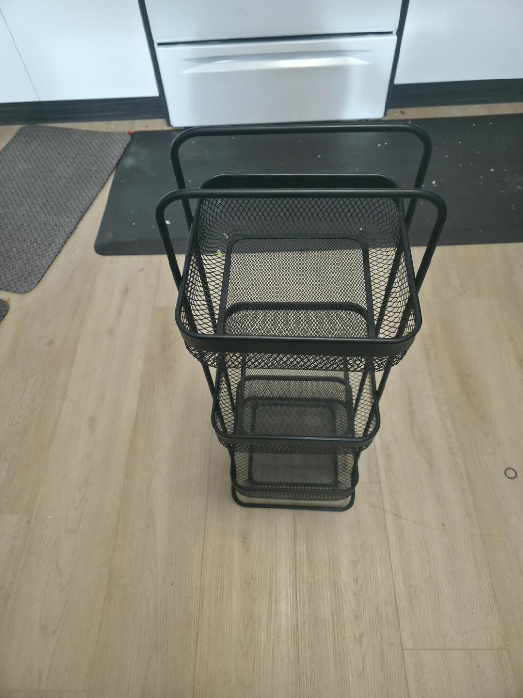 Black 3-Tier Mesh Rolling Storage Cart