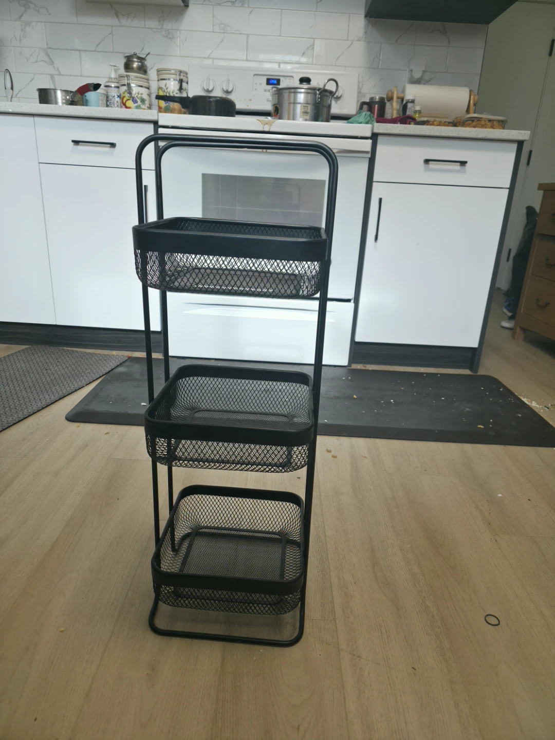 Black 3-Tier Mesh Rolling Storage Cart - photo 2